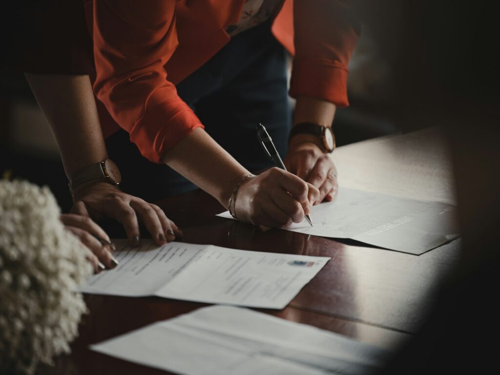 Applicant completing a British citizenship application form