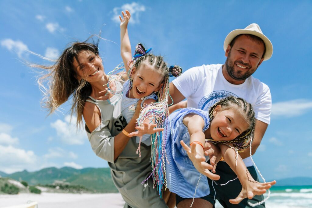 Happy family together after a successful UK family visa application
