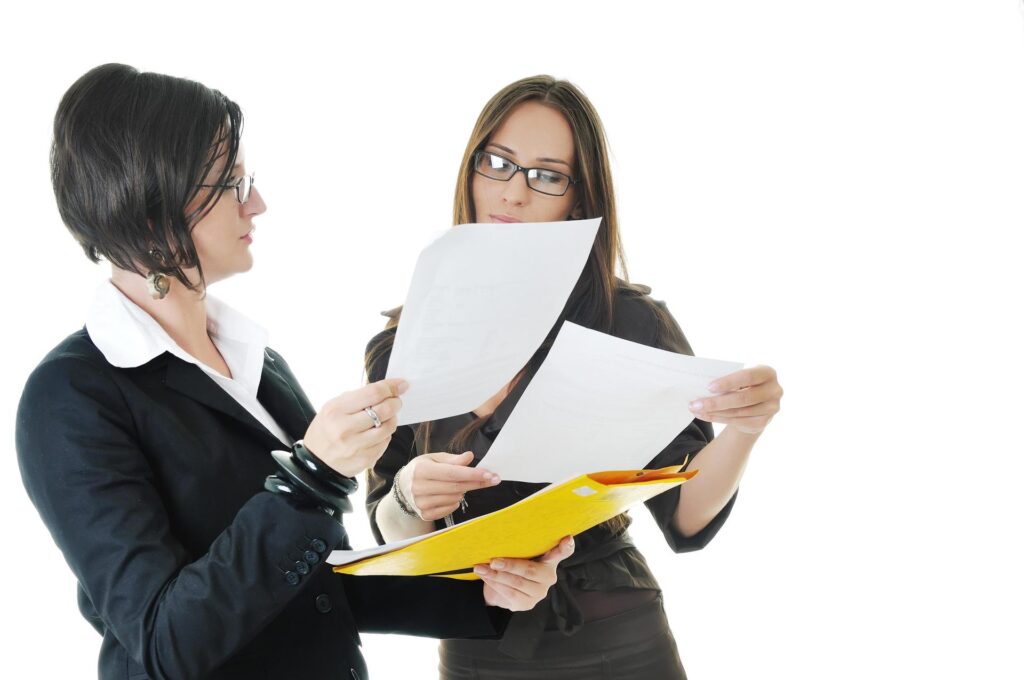 Advisers reviewing documents for an immigration appeal