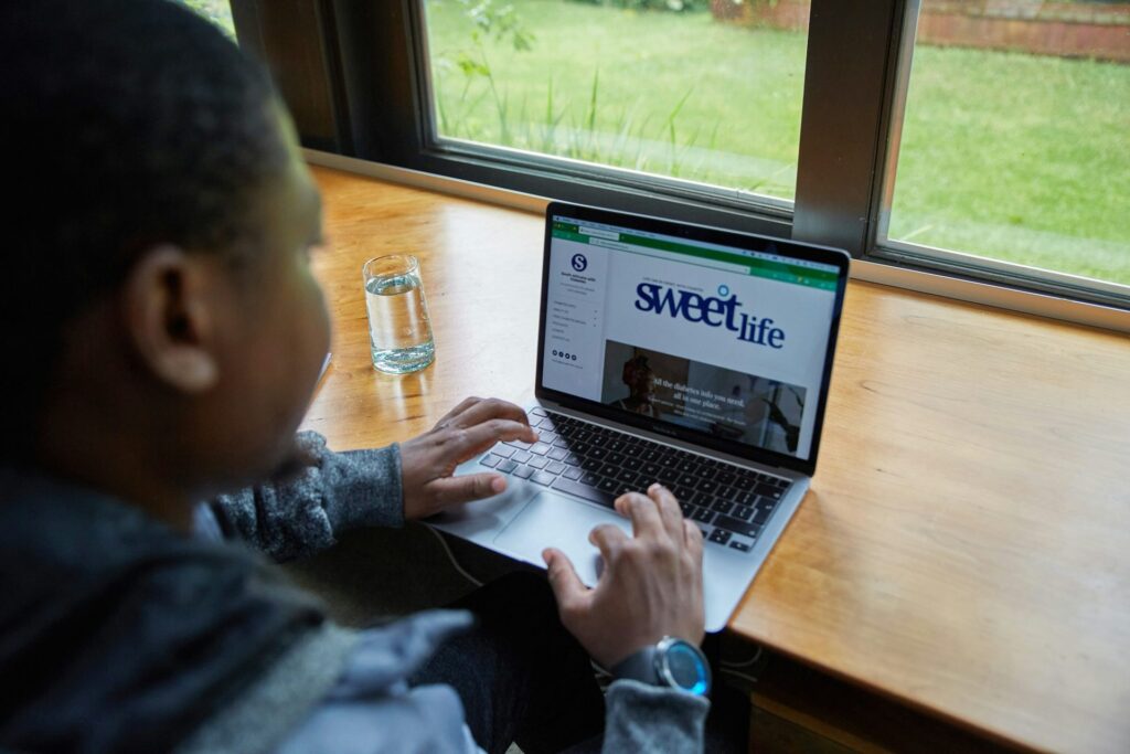 Business professional working on a laptop