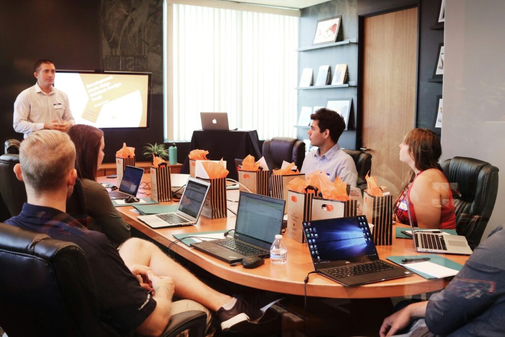 Team meeting in a UK office